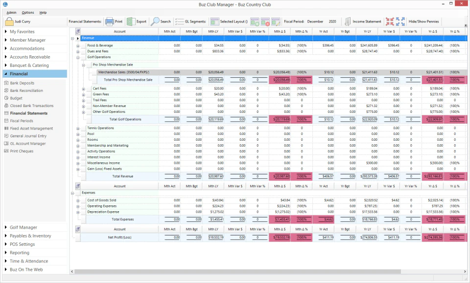 screenshot of Buz Club Manager